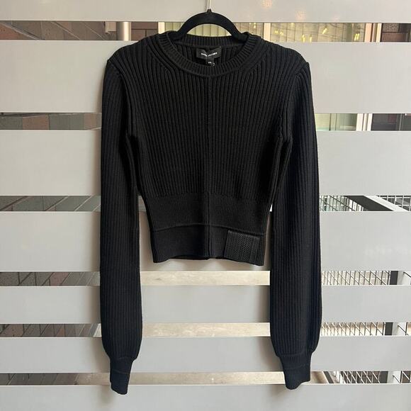 NWT Marc Jacobs Black Wool Femme Crewneck Ribbed Sweater Size XS - Picture 2 of 8